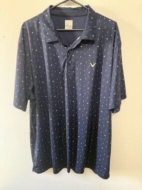 Callaway Navy Polo with Micro Print